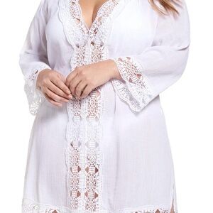 Isaac Mizrahi White Lace Detail Cover-Up